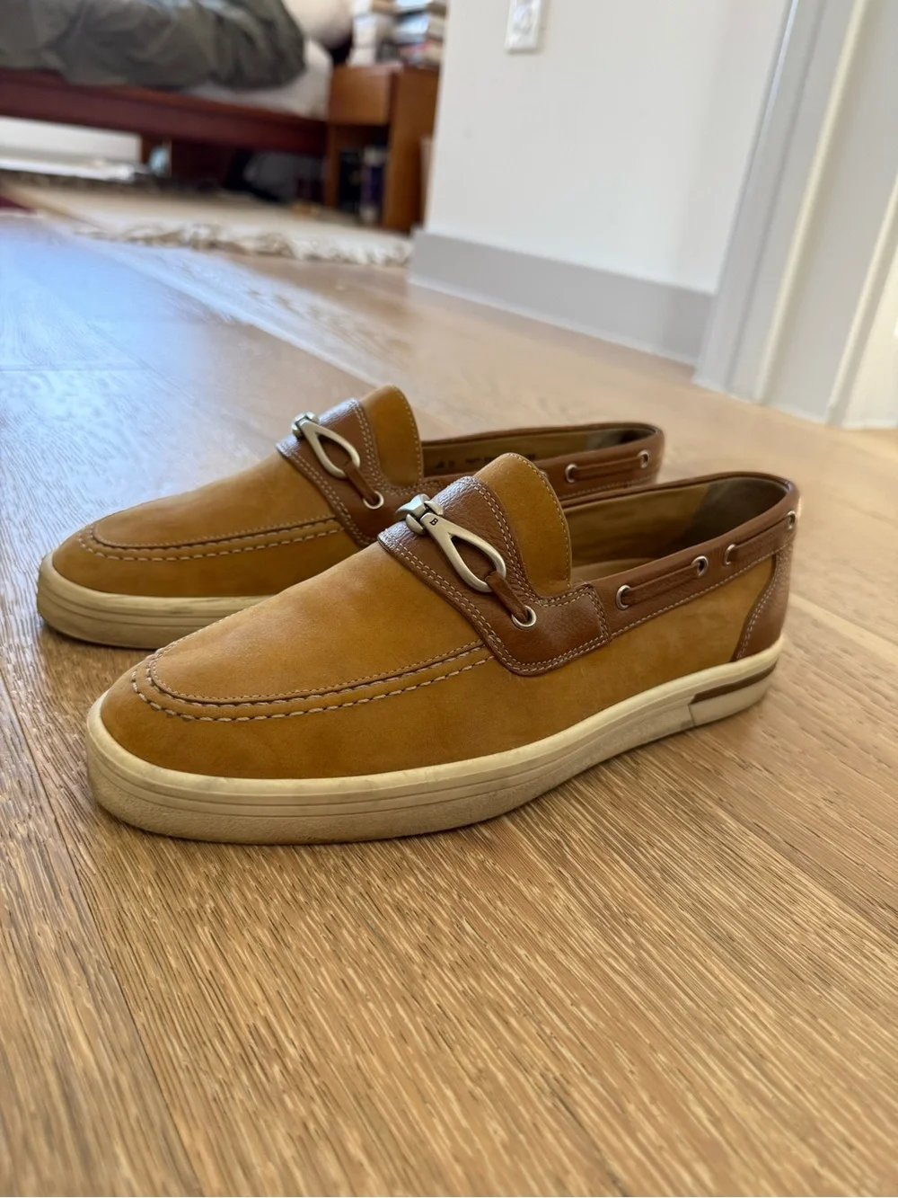Bally Men's Two-Tone Tan & Brown Suede Slip-On Loafers